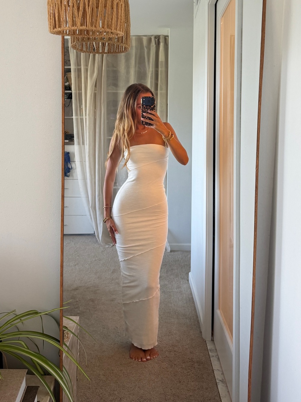 Loola Strapless Cream Bodycon Maxi Dress